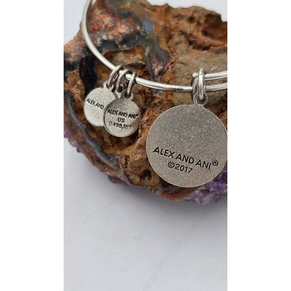 Alex and Ani Silver Tone Initial S Charm Bangle Bracelet Designer Jewelry - Picture 3 of 4